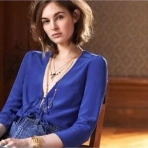 Sezane Tie Front Blouse